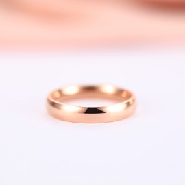 TIGRADE 2mm 4mm Rose Gold Titanium Plain Dome High Polished Wedding Band Ring Comfort Fit Size 3.5-12.5 (4mm, 8)