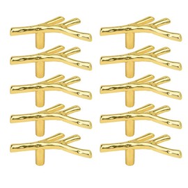 AchNau 10x Cabinet Knobs Wardrobe Drawer Door Cupboard Handle Pulls Twig Single Hole Gold