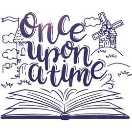 Vinyl Wall Decal Once Upon A Time Tale Book Library Nursery Kids Room Stickers Mural Large Decor (g1507) Black