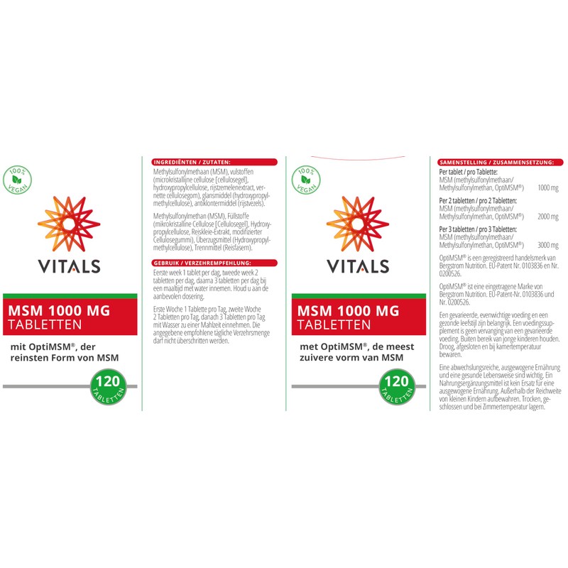 Vitals - MSM 1000mg 120 Tablets with OptiMSM from Bergstrom
