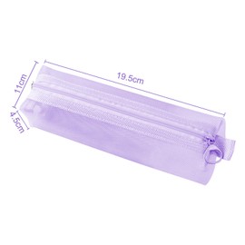 Luckious Transparent Gauze Pen Bag - for Students, Examination Large Capacity Portable Stationery Bag - Simple Creative Storage Bag (Purple)