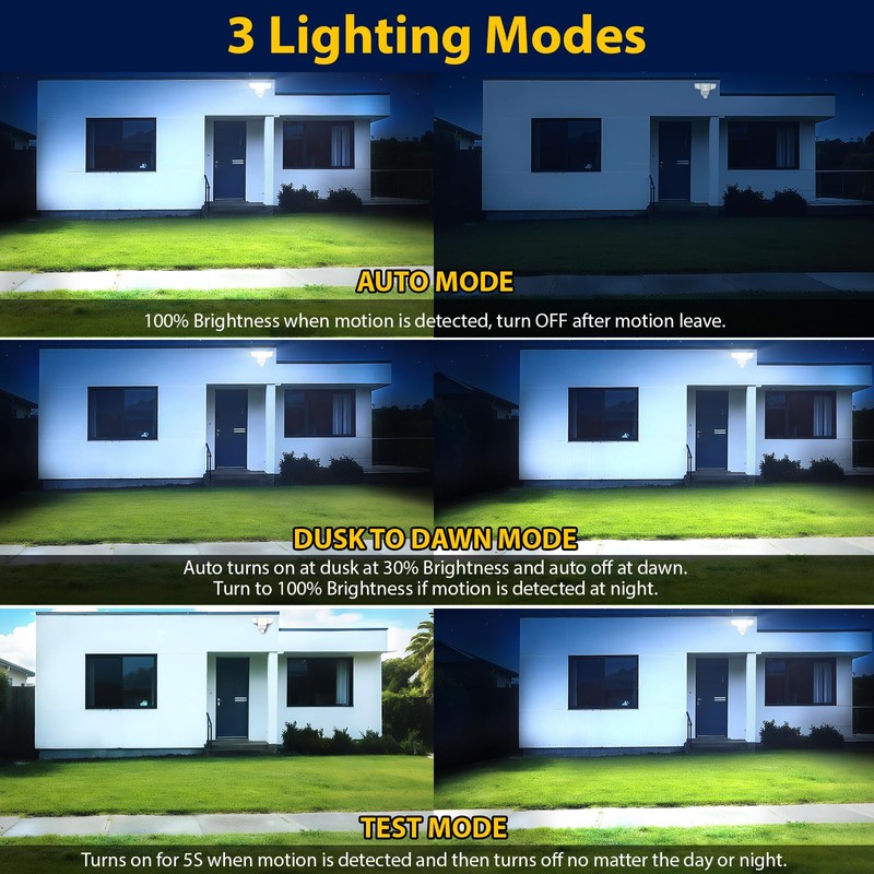 90W 10000LM LED Security Lights Motion Sensor Outdoor Lights, 4