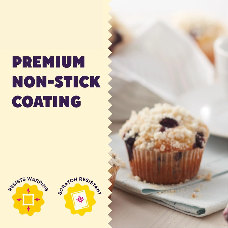 Wilton Gold Non-Stick 12 -Cup Muffin Pan, Stainless Steel Bakeware,