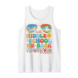 Groovy Hello Middle School We Back Sunglass Teacher Girls Tank Top