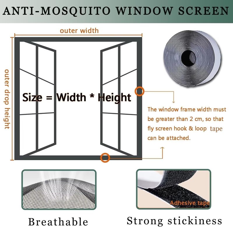 Fly Screen Window for Windows 60 x 110 cm Black