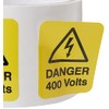 Caledonia Signs 59788 Danger 400 Volts Label, 40 mm x