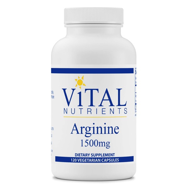 Vital Nutrients - Arginine - L-Arginine Amino Acid Support for Circulatory and Heart Health - 120 Vegetarian Capsules per Bottle - 1500 mg