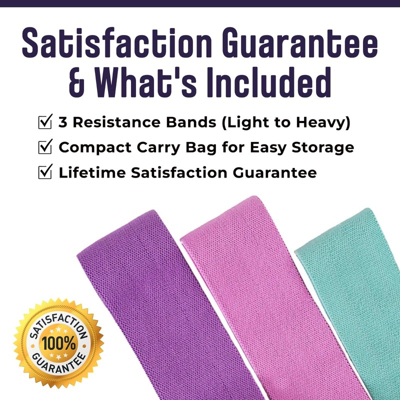 PILLAT Fabric Exercise Band Set of 3 with Carrying Bag,