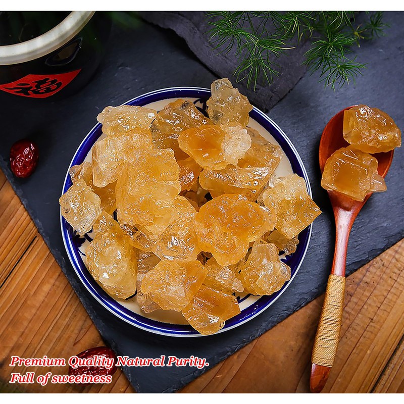 Yellow Rock Sugar 350g/12.35oz, Large Pure Cane Crystal Sweetener for