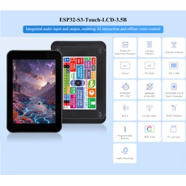 ESP32-S3 3.5inch Capacitive Touch Display Development Board, 320×480 IPS, QSPI I2C Interface, WFi&BLE 5, ESP32 with Display, Supports AI Speech Interaction and Offline Voice Control, with Speaker