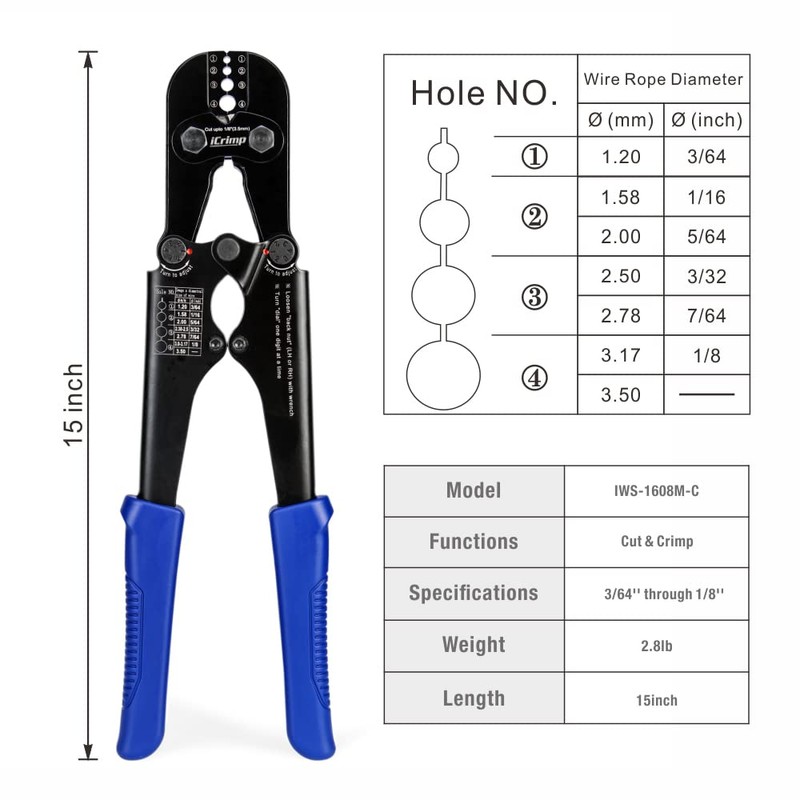 iCrimp Swaging Tool, Wire Rope Crimping Tools for Aluminum Copper