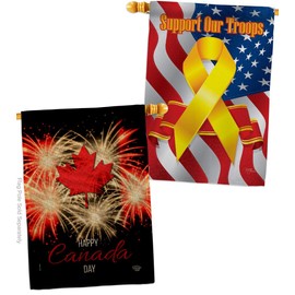 Ornament Collection Firework Canada Day Burlap House Flag Pack Provinces Canadian Territories Region Country Particular Area Support Our Troops Banner Small Garden Yard Gift Double-Sided, Made in USA