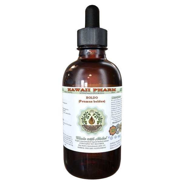 Boldo Alcohol-Free Liquid Extract, Boldo (Peumus boldus) Dried Leaf Glycerite Hawaii Pharm Natural Herbal Supplement 2 oz