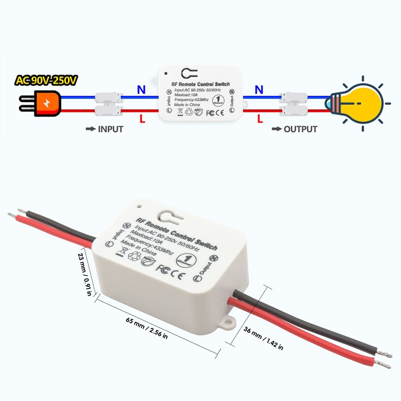 DieseRC AC 110V 120V 220V 240V Wireless Remote Control Light
