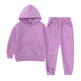 MYGBCPJS Youth 2PCS Jogger Outfits Set Fleece Hooded + Sweatpants Boys Girls Athletic Sweatsuits Pullover Clothes