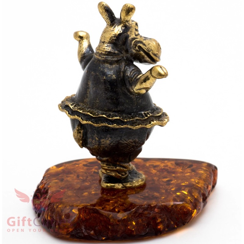 Solid Brass Amber Figurine Hippopotamus Hippo Behemoth ballerina IronWork