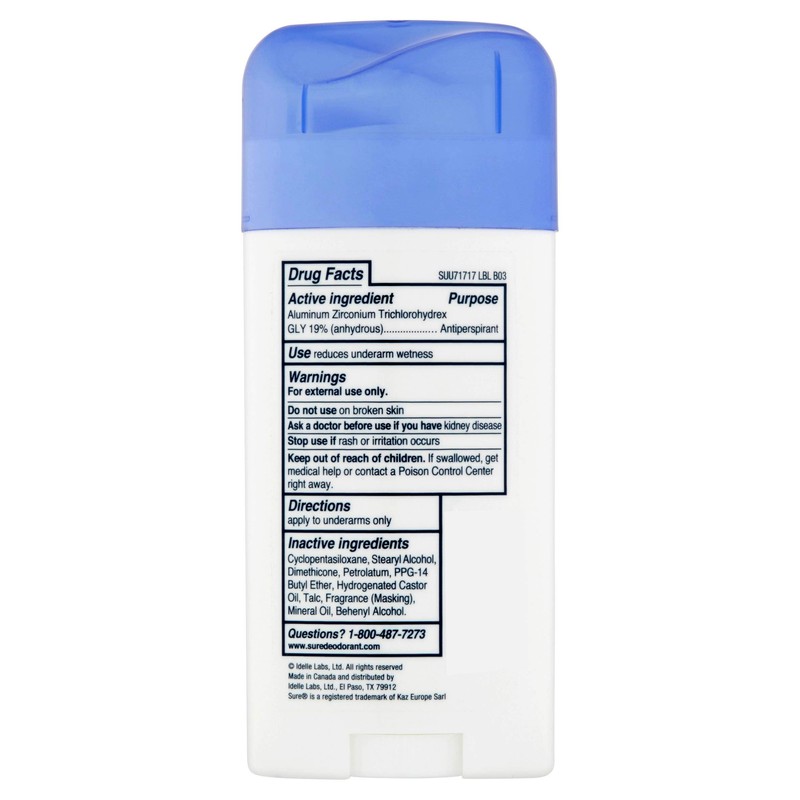 Sure Invisible Solid Anti-Perspirant and Deodorant, Unscented, 2.6-Ounces (Pack of