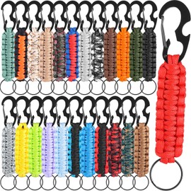 Riceshoot 24 Pcs Paracord Keychain Lanyard Woven Survival Military Lanyard Keychain Tactical Keychains for Men Rope Keychain with Bottle Opener for Outdoor Camping Accessories Hiking Fish Backpack