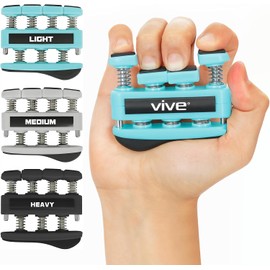 Vive Fortalecedor de dedos (paquete de 3 ) Ejercitador de dedos, equipo de entrenamiento de agarre manual para guitarra, músico, escalada en roca y terapia. Herramienta de ejercicio de agarre. Kit de fortalecimiento muscular del antebrazo
