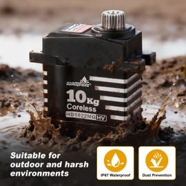 HobbyPark Waterproof for TRX4MT TRX4M Servo 10kg High Torque Steering Servo Coreless Motor with Servo Mount Bracket and Arm Set Metal Gear Digital Servo Motor fit 1/18 Crawler Car Upgrades Parts