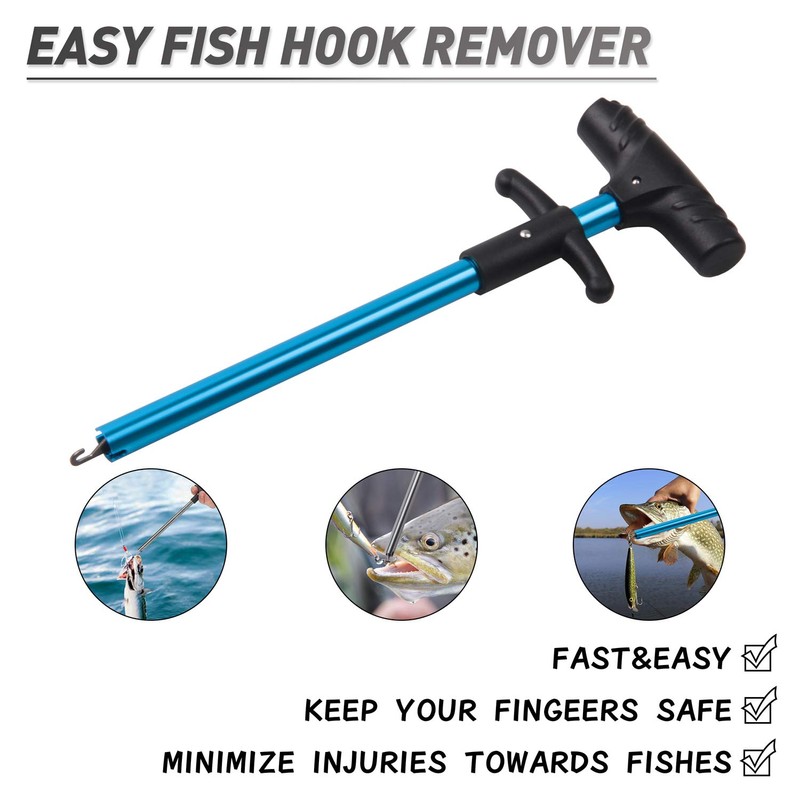 Portable Fishing Hook Remover Tools T-Shape Aluminum Extractor Squeeze-Out Fish