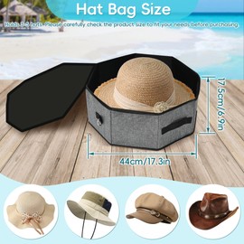 rloao Hat Storage Box with Lids for Women Men, 17" x 7" Foldable Hat Boxes