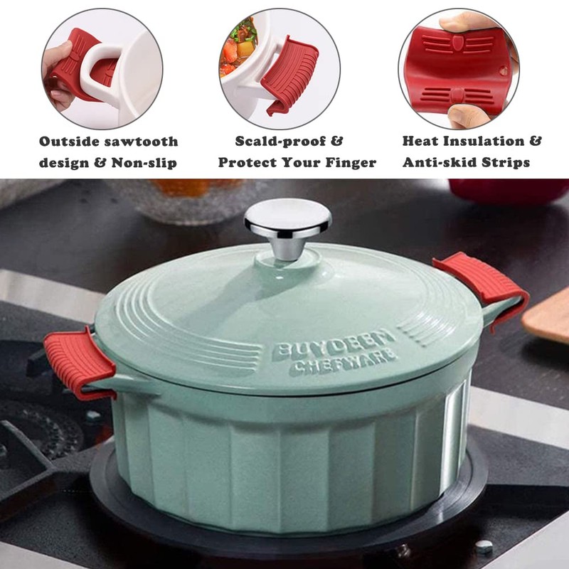 2 Pairs Silicone Pot Handle Holders,Hot Skillet Handle Covers,Anti-Slip Silicone