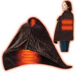 Home COCCI Electric Blanket, Throw Blanket, Warming Up to 10 Seconds (65°C), Disaster Preparedness, Washable, USB, Throw on Shoulder, 3 Temperature Adjustment, Electric Blanket, Flannel Fabric, Energy