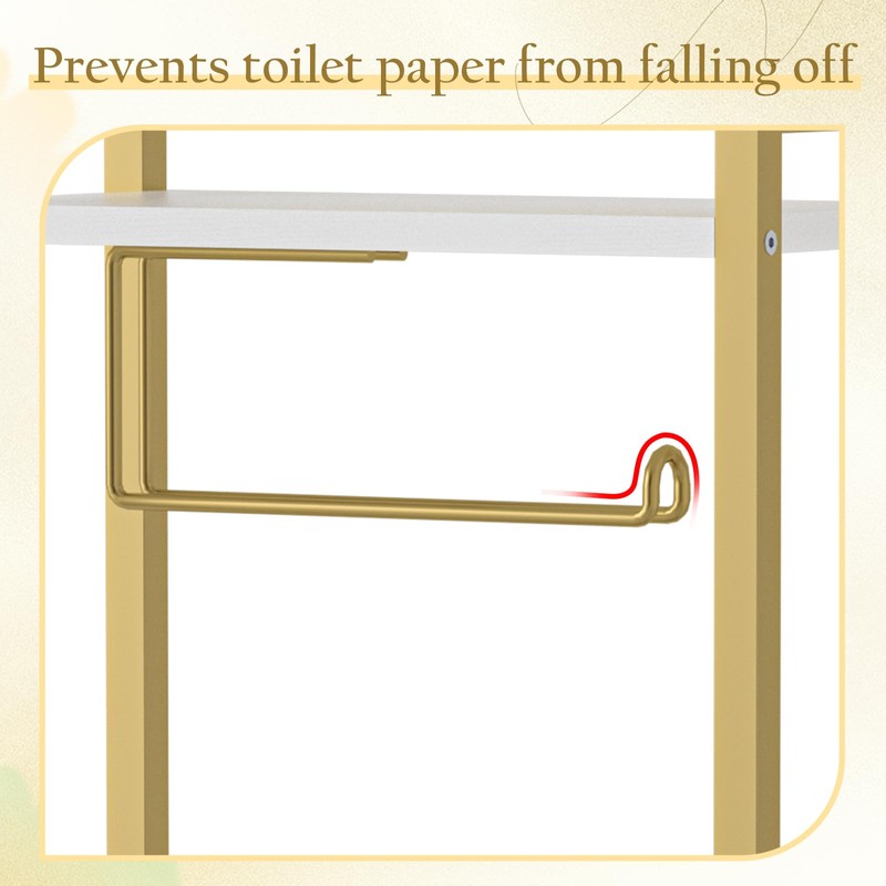 Toilet Paper Holder with Storage Shelf - Freestanding Roll Dispenser