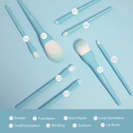 MSQ Make Up Brushes 8Pcs Makeup Brush Set Foundation Brush Blending Brush Eyeshadow Brushes Eye Brushes Set (Blue)