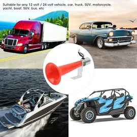 180DB Red Air Horn, Universal Motors Loud Horn, Motorcycle Pressure Whistle Horn Used for 12V 24V Cars and Trucks