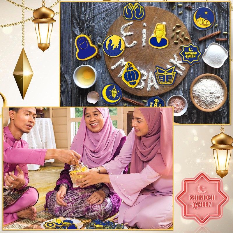 Roshtia 24 Pcs Eid Mubarak Cookie Cutter Ramadan Mubarak Plastic
