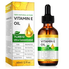 Vitamin E Öl 75000 IE - Reines Bio Vitamin E Öl für Haut, Gesicht & Körper - Straffende Pflege gegen Narben, Falten & Feine Linien