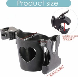 PEAKTREND 2 in 1 Stroller Cup Holder with Phone Holder, Drink Cup Bottle Holder Easy to Install Practical Cup Phone Holder Bottle Holder for Stroller Bike, Wheelchair/Walker