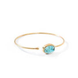 Ayana Crystals Turquoise Brass Bracelet - Handcrafted Genuine Turquoise Bangle for Women - Healing, Zodiac, Chakra Balance & December Birthstone