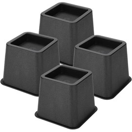 Cocoarm Bed and Furniture Riser Adjustable and Stackable Square Non-Slip Suitable for All Types of Desks Sofa Chairs PP Plastic Black 4pcs/Set 3 Inch