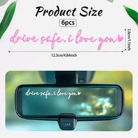 6Pcs I Love You Drive Safe Mirror Sticker Rearview Mirror Decal with Heart Car Window Decals Self Affirmations Rear View Mirror Sticker Car Stickers for Women (Black White Pink)