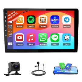 Car Radio Stereo with CarPlay Android Auto for Jeep Wrangler JK 2007-2010 for Silverado 1500/2500 1999-2006,10 Inch HD Touchscreen Radio Car Radio Receiver GPS DVR SWC