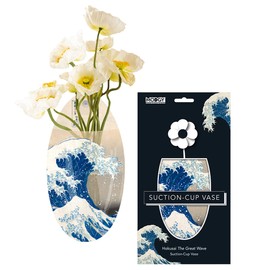 MODGY Suction Cup Expandable Flower Vase Plastic Decorative Modern Window Wall Decor Vases for Flowers, Kitchen, Living Room, Bathroom, Office, 1 Per Sleeve, Hokusai - Great Wave Off Kanagawa