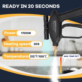 Moongiantgo 1700W High Pressure Steam Cleaner Handheld Portable Tankless Steam Cleaning Machine for Car Detailing Commercial Home Use Kitchen Bathroom Grout Tile (Yellow, 110V)