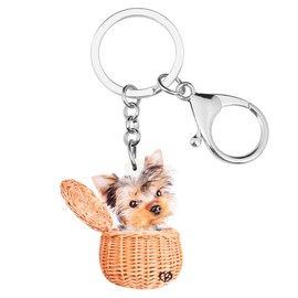 NEWEI Acrylic Dog Keychain Keychain for Women Girls Cute Dog Keychains Gifs, basket yorkshire