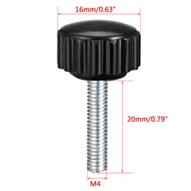 TA-VIGOR 12Pcs M4 x 20mm Male Thread Knurled Clamping Knobs Grip Thumb Screw on Type Round Head 16mm Dia