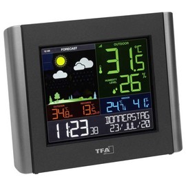 TFA Dostmann WiFi Weather Station Meteo, 35.8000.01, Professional Weather Forecast, Free View App, Adjustable Alarms, Dew Point, Heat Index, Black, (L) 197 x (W) 32 (85) x (H) 163 mm