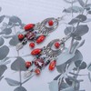 Allereya Boho Ethnic Pearl Drop Earrings Red Gemstone Chandelier Earrings