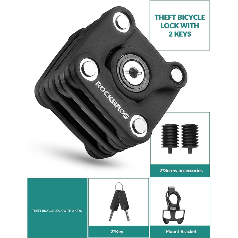 ROCKBROS Bicycle Lock with Key 70 cm with Bracket Folding