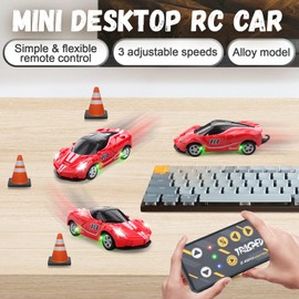 SASBSC 1/64 Mini Rc Car Toys for Boys Age 4-7 8-12, 2.4GHz Small App & Remote Control Cars with 3 Speed Modes for Kids Adults Rechargeable Desktop Toy Race Sports Car Gifts for Birthday (Red)