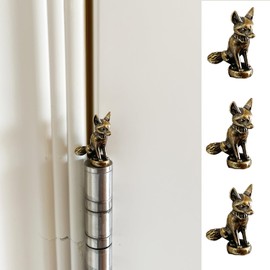 SWNACOR 3 Pcs Brass Fox Hinge Heads Decorative Topper, Magnetic Hinge Head Toppers, Fun Fox Gifts for Women Mom Grandma Wife, Vintage Fox Statue Door Hinge Head Home Decoration