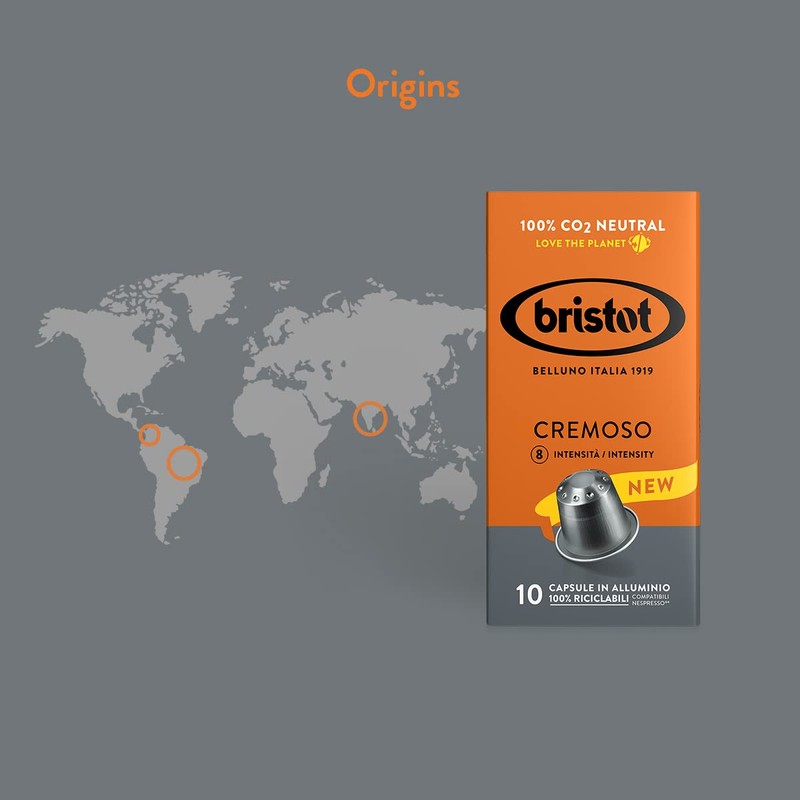 Bristot Cremoso Aluminium Capsules Compatible with Nespresso Original Line Machines