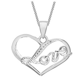 Tuscany Silver Women's Sterling Silver Open Heart/Love Pendant on Curb Chain of 46cm/18"