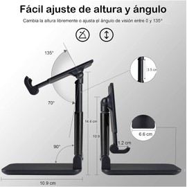 Vimi Soporte Celular De Mesa Ajustable con Inclinación Posiciones (Negro)